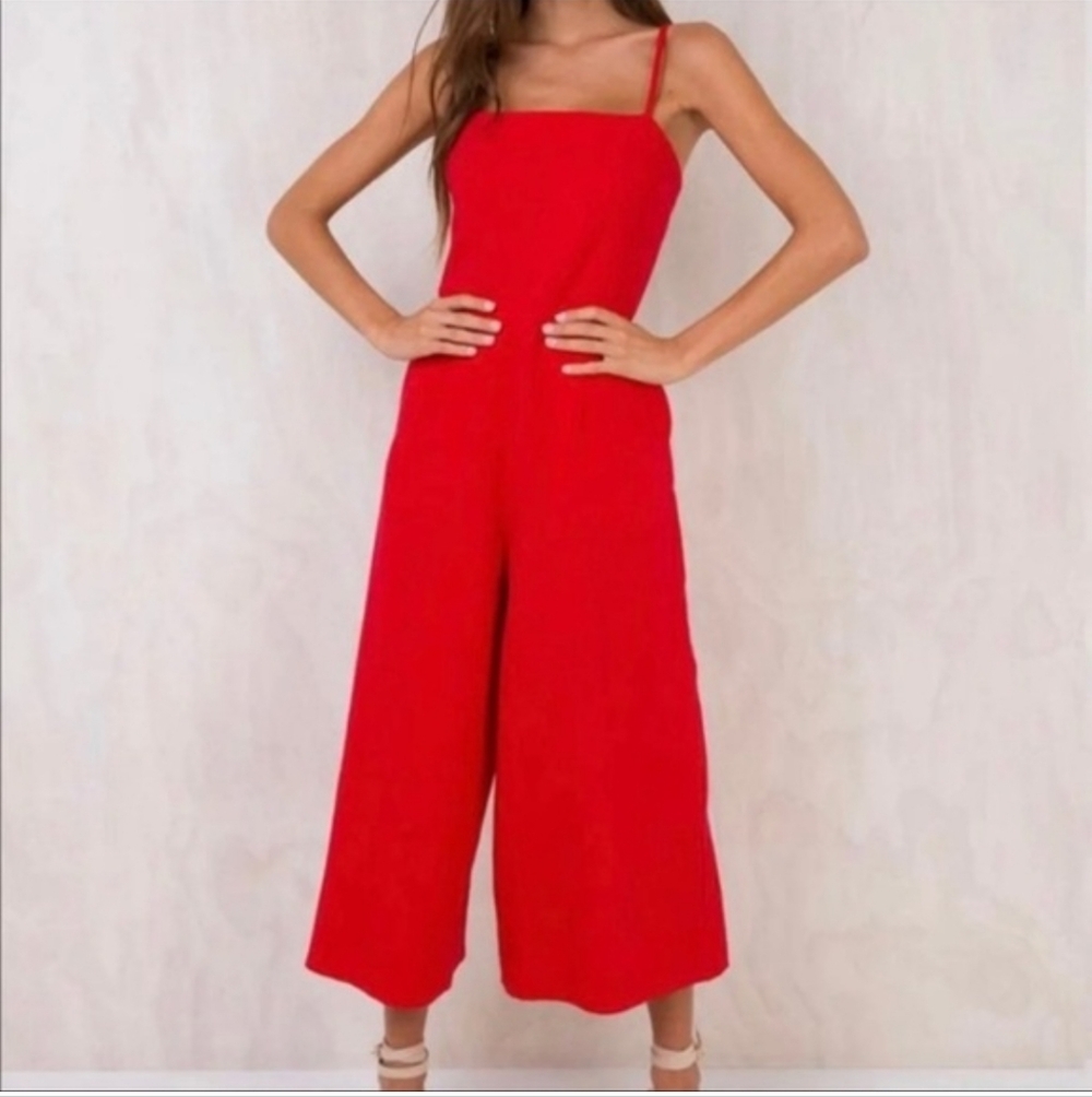 Polly By Princess Polly Red Cotton Jumpsuit Romper Wide Leg Road To Nashville 8